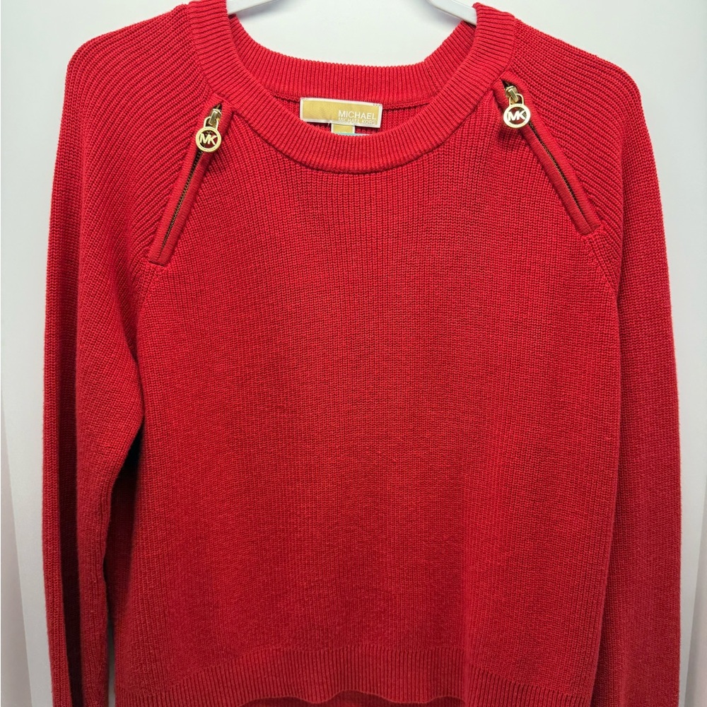 Michael Kors Vibrant Red Sweater with Gold Details